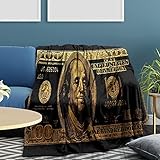 GUBIYU Black Gold Money Blanket 100 Dollar Bills Pattern Print Million Dollar Blanket Gifts for Women Kids Girls Men Home Bedroom Living Room Wealth Decor Soft Cozy Lightweight Throw Blankets 30'x40'