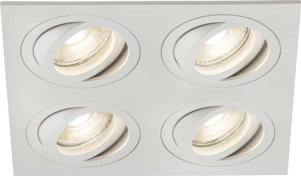 Knightsbridge Downlight, Aluminium, White, Quad