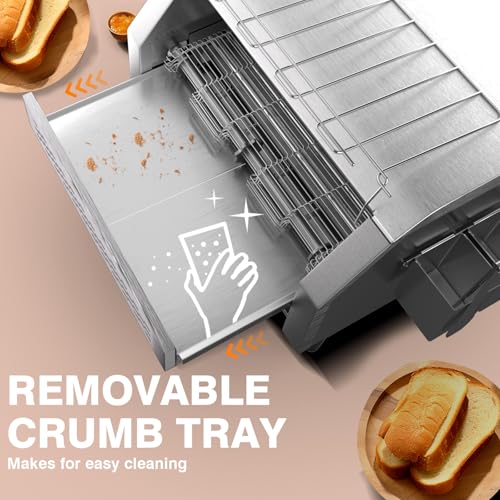 Image of PYY Commercial Conveyor Toaster - Electric Industrial Belt Toasters Oven Heavy Duty Stainless Steel Tostadora Transportadora for Bun Bagel Bread Waffle Restaurant Buffet 450 Slices /Hour