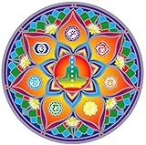 Seven Chakras Mandala - Spiritual Stained Glass Window Art Sticker / Decal (5.5
