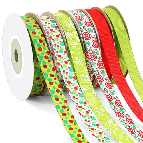 DECYOOL 6 Rolls 60 Yards Christmas Ribbons for Gift Wrapping