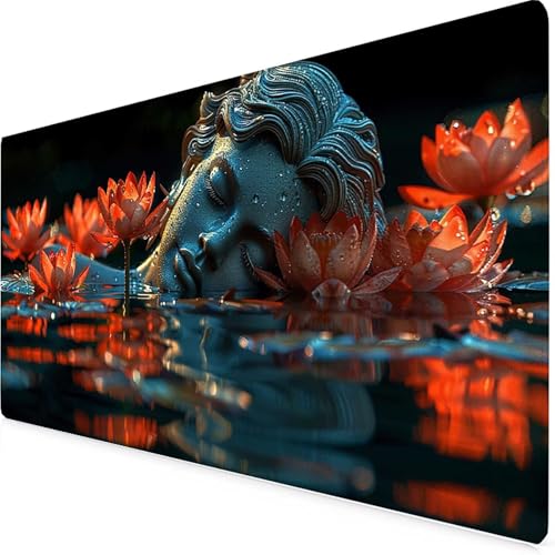 Tapis Souris XXL 120 x 60 cm, Tapis de Souris Noir sous Main Bureau Zen Mouse Pad avec 3MM Bords Cousus, Imperméable Base en Caoutchouc Antidérapant Surface Accessoire Bureau pour Gaming -yym2509QS