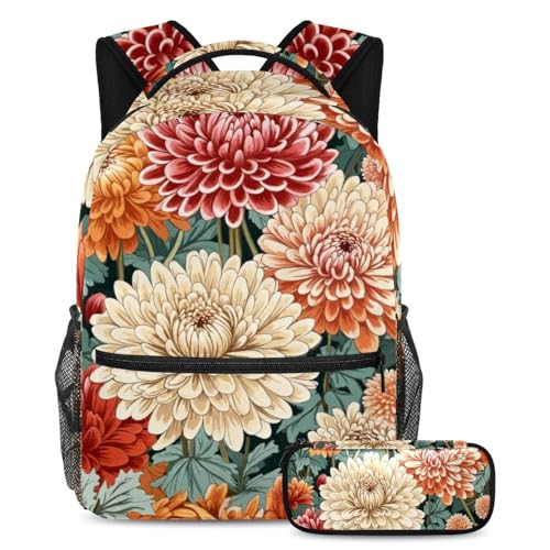 Ensemble sac d'école imprimé chrysanthème pour illuminer les journées d'études