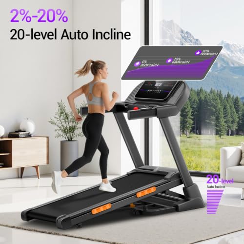 Image of LONTEK Electric Treadmill with 2%-20% Automatic Incline, 400lbs Capacity | 4.0HP Quiet Brushless Motor, Perfect for Home Office Workouts, Running, Jogging, Aand Daily Fitness Routines