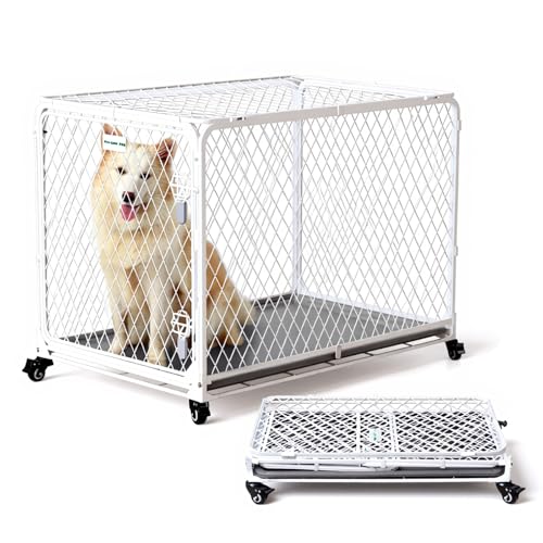 Gardner Pet Gabbia Pieghevole per Cani, Trasportino in Rete a Diamante, 108cmx72cmx74cm, Senza Montaggio, Con 4 Ruote Bloccabile, Vaschetta Estraibile, Gabbia Portatile per Cani di Taglia Media/Grande