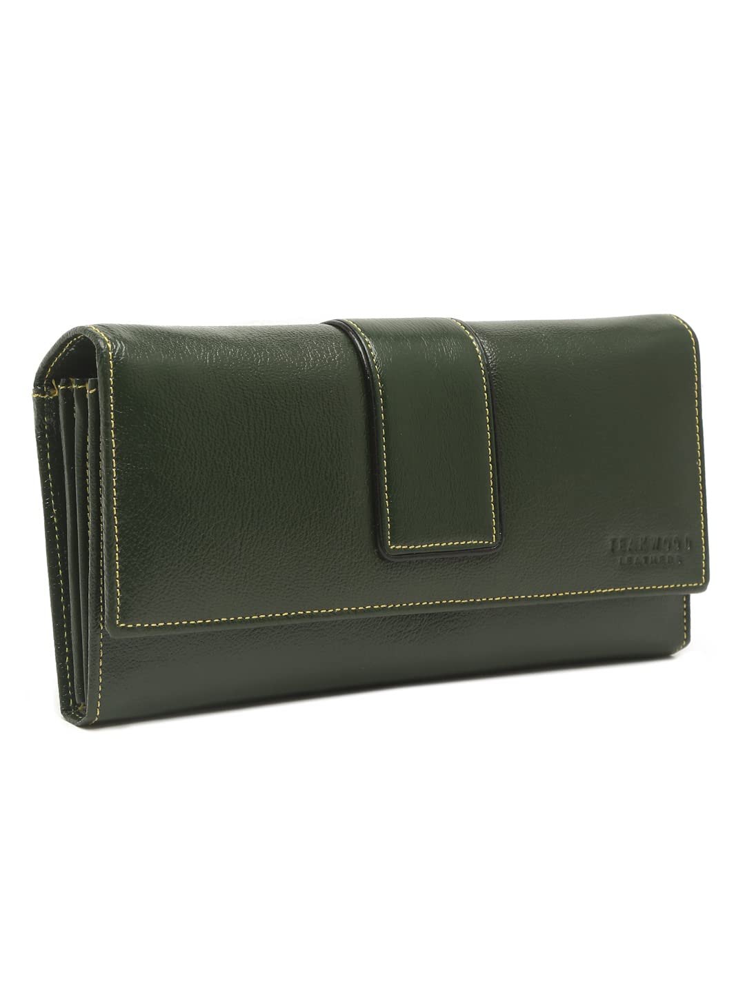 teakwood leathers Two fold Wallet for Women with Card Pocket, Ladies Purse with with Zipper Pocket(Green)-picture-12