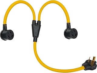 RV 3 Prong Dryer Y Splitter 3 feet, NEMA 10-30P Male to Two NEMA 10-30R Female Receptacle, 30 Amp 250 Volt Power Cord Adapter for Tesla, Dryer Outlet and Level 2 EV Charging, UL Listed