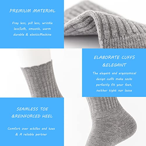 Image of PADFOM Women Thin Cashmere Socks, Soft Socks Women Above Crew Socks 5 Pairs Size 5-9
