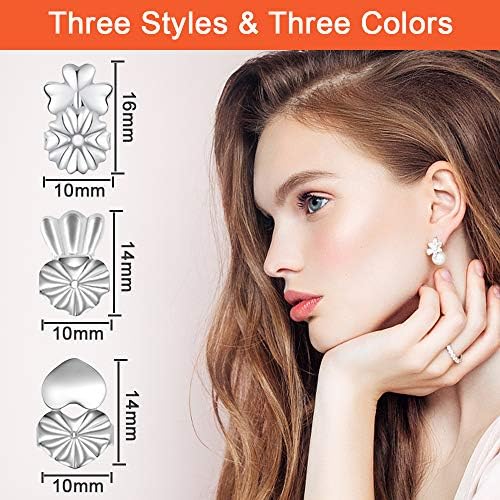 AFASOES 9 Pairs of Earring Backs Lifters, Adjustable Hypoallergenic Earring Backs Lifts Magic Earring Backs Locking Earring Backs Butterfly Back Earrings for Ear Lobe Lifter (Silver, Rose Gold, Gold)