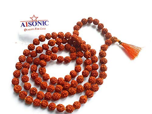 A1SONIC® Rudraksh Mala 108+1 Beads Original Himalayan Rudraksha Seeds Religious Tibetan Buddhist meditation mala import from Himalayan region