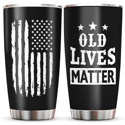 Jevuta Birthday Gifts for Men Gag Gift for Men Dad Grandpa Birthday Gifts Funny Retirement Old Man Present Old Lives Matter Black Tumbler (20 oz)