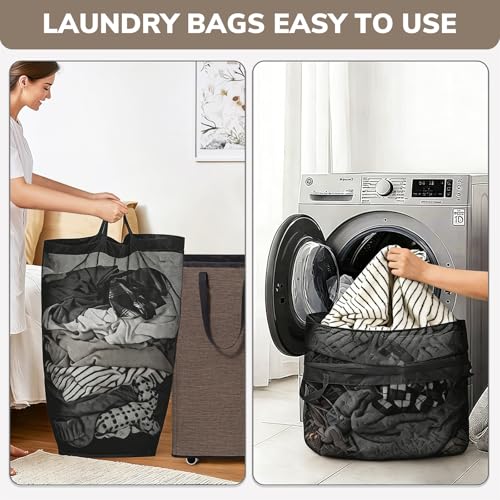 Image of Goodpick Laundry Basket with Wheels, 75L Collapsible Laundry Baskets with Removable Wash Bag, Clothes Laundry Hamper on Wheels, Light Brown