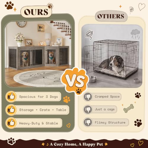 Image of AMERLIFE Dog Crate Furniture for Medium /Large Dogs with Storage and Divider