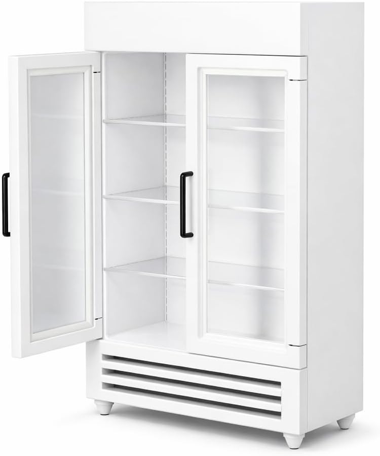 Wood Miniature Refrigerator, Dollhouse Refrigerator Simulation Exquisite Portable Miniature Wood Fridge for 1:12 Dollhouse (White)
