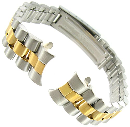 13mm Milano Curved End Stainless Steel Two Tone Ladies Watch Band 3114/15 Set of Two