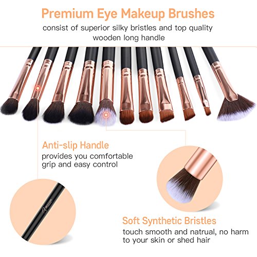 BESTOPE Eye Makeup Brushes, 16 Pcs Professional Eye Brush Set Eyeshadow, Eyebrow, Blending, Fan, Eyelash, Make Up Brushes with Premium Wooden Handles 