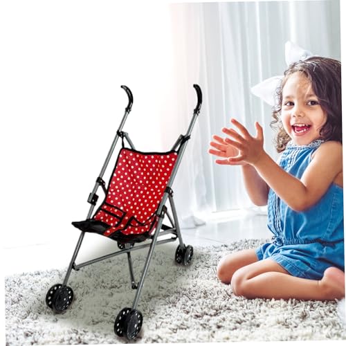 HoveeLuty Puppenwagen, faltbar, mit T-förmigem Sicherheitsgurt und Schiebegriff, abnehmbar, waschbar, Puppenwagen für Mädchen, Rollenspiele, Style3 – Bild 5