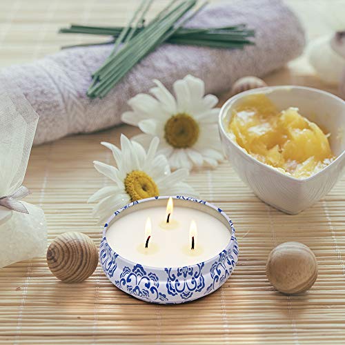 image for UWAX 4 Pack Citronella Candles Outdoor Indoor, 5oz 3-Wick Natural Soy 