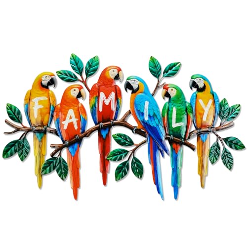 Décoration en fer pour clôture YIYA perroquet mural 43cm oiseau pour habiller un mur vide