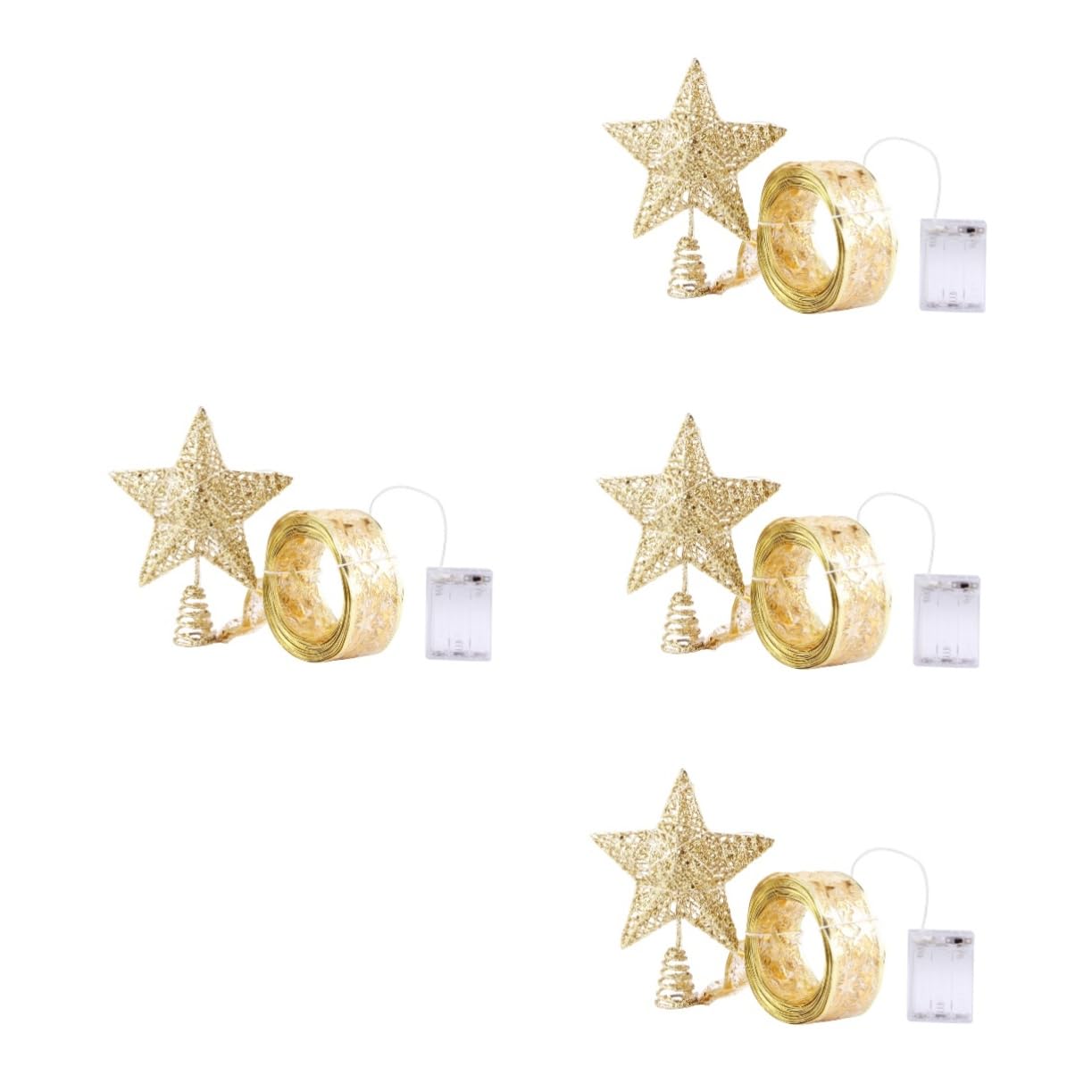 TOPBATHY 4 Pz Decorazione Natalizia Stella Albero Di Natale Dell'albero Di Natale Stella Dell'albero Puntale o Nastro Natalizio a Led Terminali o Di Stoffa
