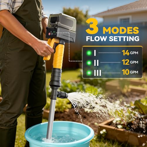 Image of Ecarke 840GPH Cordless Stick Water Transfer Pump Compatible With DeWalt 20V (Tool Only), 38FT, Self Priming, Portable Electric Water Pump with Hose Kit for Pool Garden Basement RV Boat