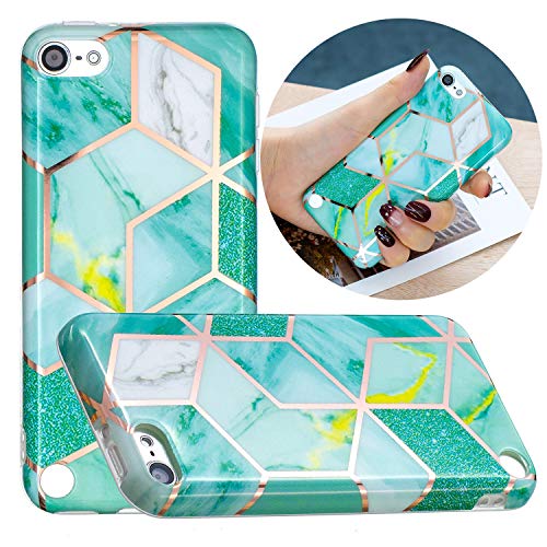 KZONO iPod touh 7 case, iPod Touch 6/5 Case Cute Geometry Pattern Unique Designed Slim Fit TPU Soft Shell Protective Case for iPod Touch 7/6/5 Unique Pattern (Green Geometry)