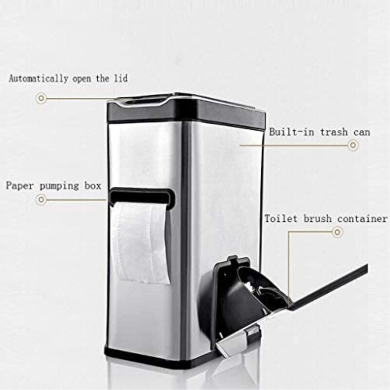 Papelera Cubo Basura Cubos Basura Cubo De Basura Con Sensor Inteligente Bote De Basura De Acero Inoxidable Cubo De Basura Automático Titular De Papel Escobilla De Baño Cubo de Basura Papeleras ( Blue