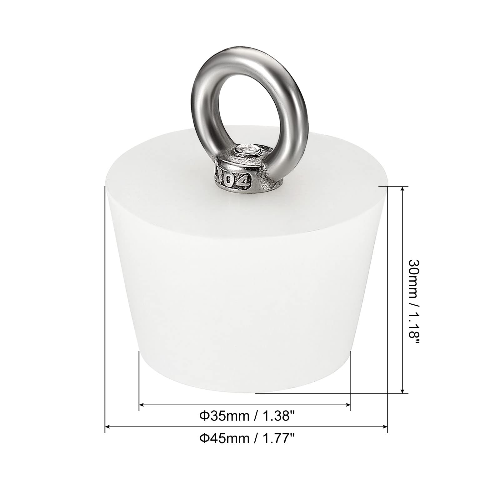 Tappo In Gomma Siliconica Conico Per Vasca Da Bagno - Diametro 46-56mm, Con Manico, Bianco - Foto 11