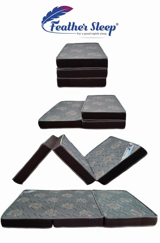 Image of Foldable Mattress | Folding Mattress | Tri-fold Mattress | 3 Fold Mattress | Camp Portable, Guest Beds, Travel Mattress, Floor Mattress | Quilted Cover Queen Bed 75x60x3 Inch | Grey