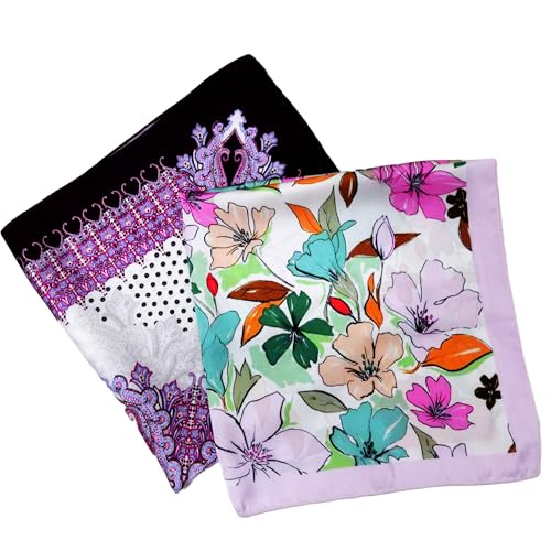 Silk Feeling HeadScarf for Women Lightweight Square Neckerchief for Men Breathable Printed Bag Scarves 21" Hair Tie4