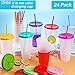 LEIFEOSH 24 Pack Plastic Tumblers with Lids and Straw, Reusable Cups with Lids and Straws Clear Cups for Cold Drink Iced Coffee, Plastic Tumbler Bulk for Party Birthday Gifts (24 oz, Clear Colors)