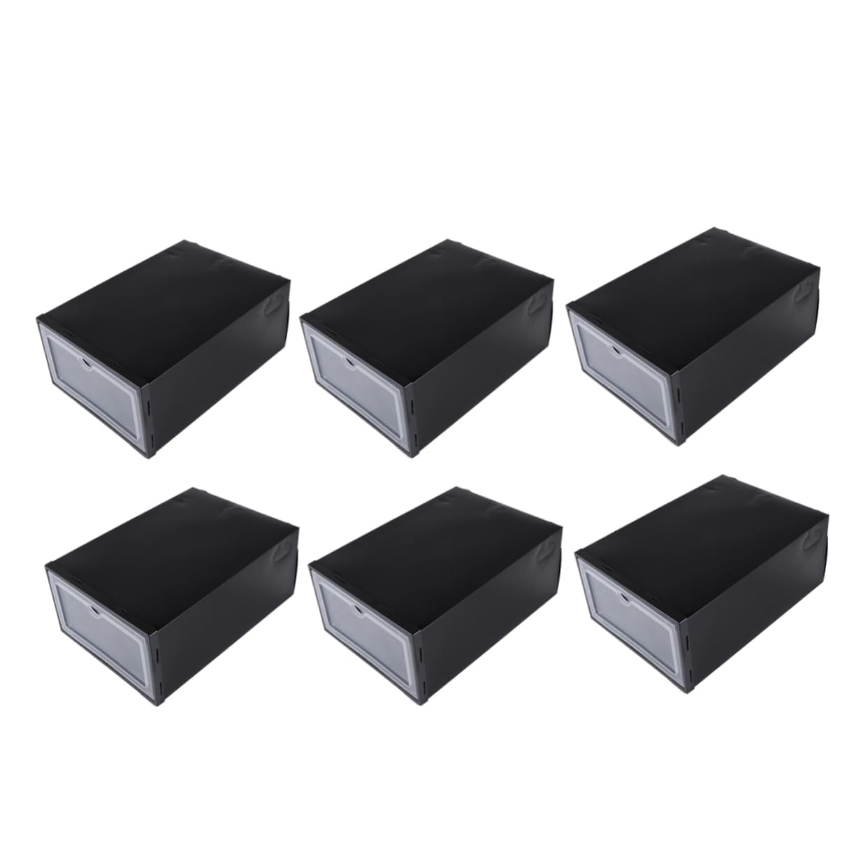 Boîte à Chaussures Noir en Plastique Empilable 6 Pièces
