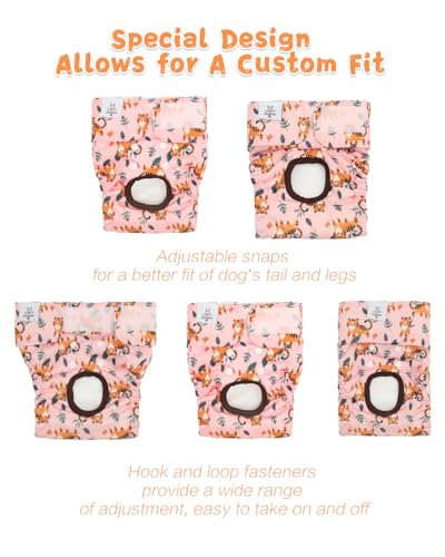 Image of CuteBone Washable Female Dog Diapers 4 Pack Reusable Doggie Heat Diapers for Period FMG07XL