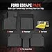 Runine Carbon Fiber Floor Mats for Ford Escape 2020-2024 2025 2026 (Not for Hybrid), All Weather Protection TPE Car Mats Custom Car Liners Accessories, Front & 2nd Row Floor Liners Set