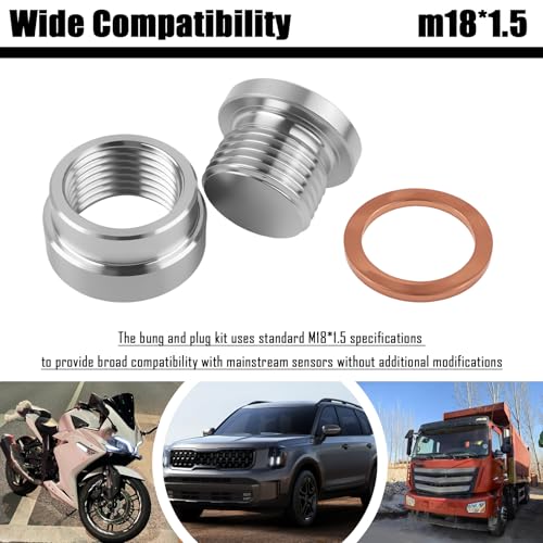 Kit de 2 piezas tapón sensor M18x1.5 acero inoxidable miniatura 6