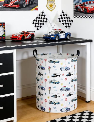Image of Police car Laundry Hamper,City Car Baby Laundry Hamper Kid Storage Basket,Collapsible Fabric Storage Container,Kids Laundry Basket,Gift Baskets,Toy,Home Organizer(Police car)