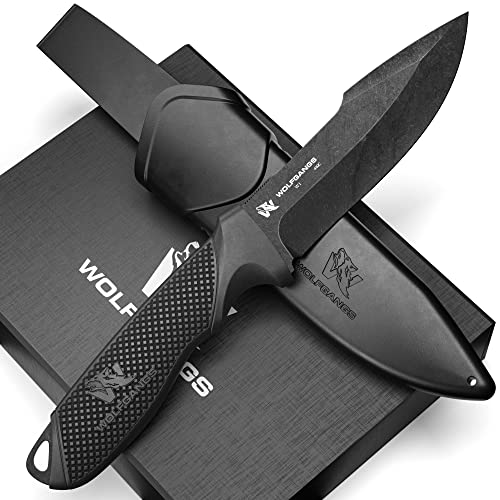 ODENWOLF W1 Outdoor Messer feststehende Klinge - Inkl. Scheide - Ideales Jagdmesser aus einem Stück 440C Stahl gefertigt - Premium Survival Messer - Perfektes Bushcraft Messer Outdoor