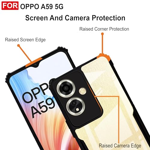 Image of Zapcase Back Case Cover for Oppo A59 5G | Compatible for Oppo A59 5G Back Case Cover | Clear Case with Camera Protection | (TPU + PC | Matte Black)