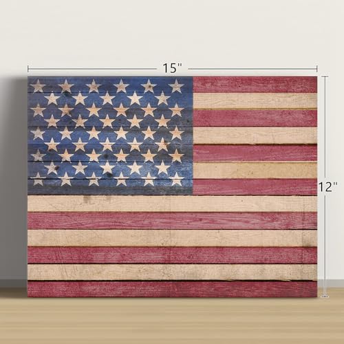 Image of Berlun American Flag Wall Decor - Vintage Patriotic Canvas Wall Art for Home, Office, or Outdoor - USA Flag Wall Hanging for Independence Day, 4th of July, Memorial Day -AL-11