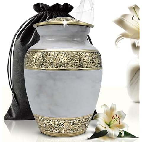 White Cremation Urn for Adults and Babies Cover