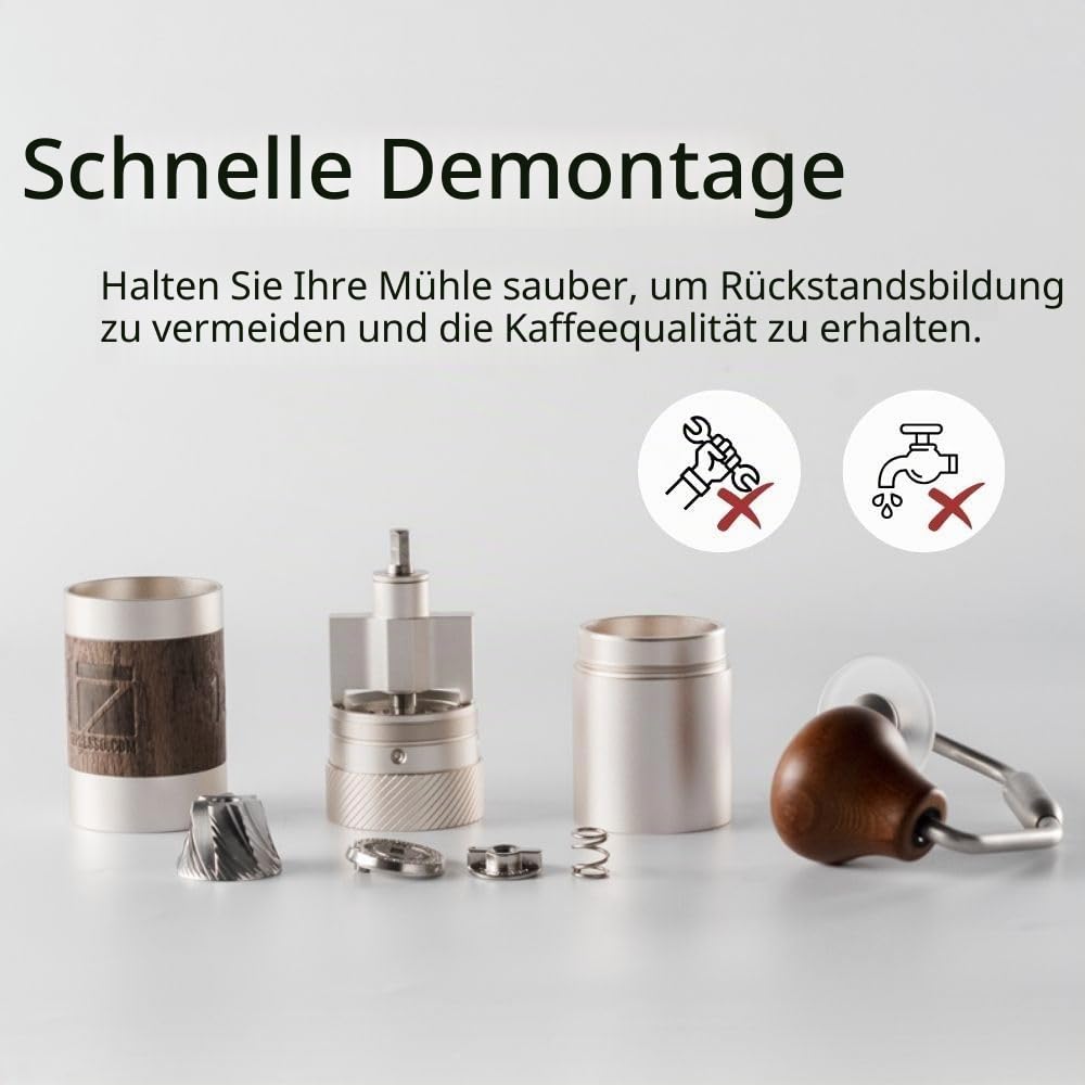 1Zpresso Q Manuelle Kaffeemühle Heptagonal Version, faltbarer Griff, Mini Slim Travel Größe Passt in den Kolben, Montage Edelstahl konischer Grat, Numerisch einstellbare Einstellung