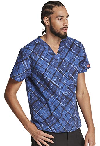 Image of Dickies EDS Signature Scrubs for Women and Scrubs for Men, Unisex One Pocket V-Neck Top in Soft Brushed Poplin 83706