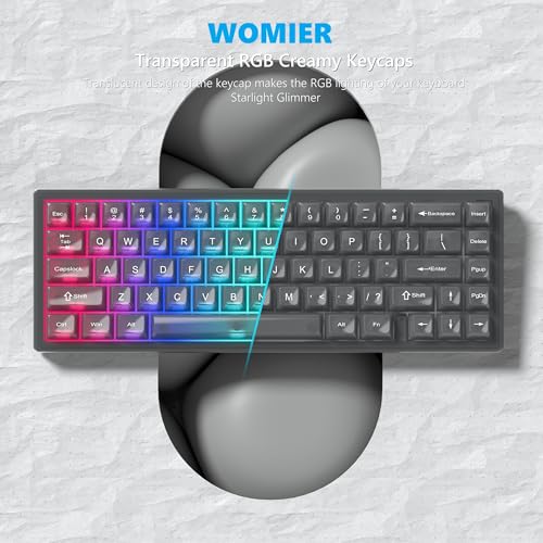 Image of Womier Keyboard Keycaps Jelly, Black Clear Shine Through Keycaps