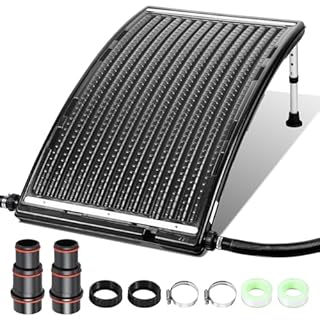 Bamgoten 2026 Upgraded Solar Pool Heater, with Height-Adjustable Support Feet, Solar Water Heater for Above-Ground and Inground Pools, Includes 2 Adapters, 2 Hoses & Clamps, 2 Plumber Tapes