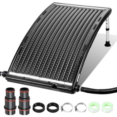 Bamgoten 2026 Upgraded Solar Pool Heater, with Height-Adjustable Support Feet, Solar Water Heater for Above-Ground and Inground Pools, Includes 2 Adapters, 2 Hoses & Clamps, 2 Plumber Tapes