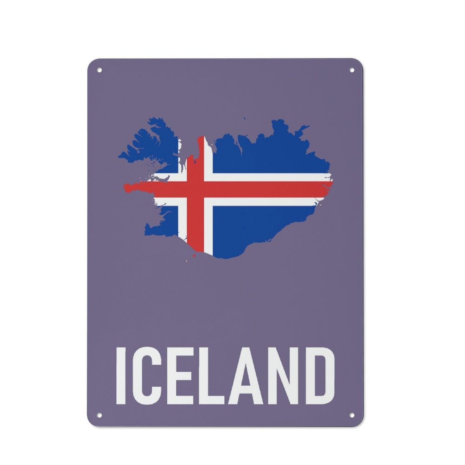 Junmoney Iceland Retro Metal Sign With Design 40X30cm, Nostalgic Vintage Wall Decor For Kitchen, Hallway, Bar Or Small Cafe