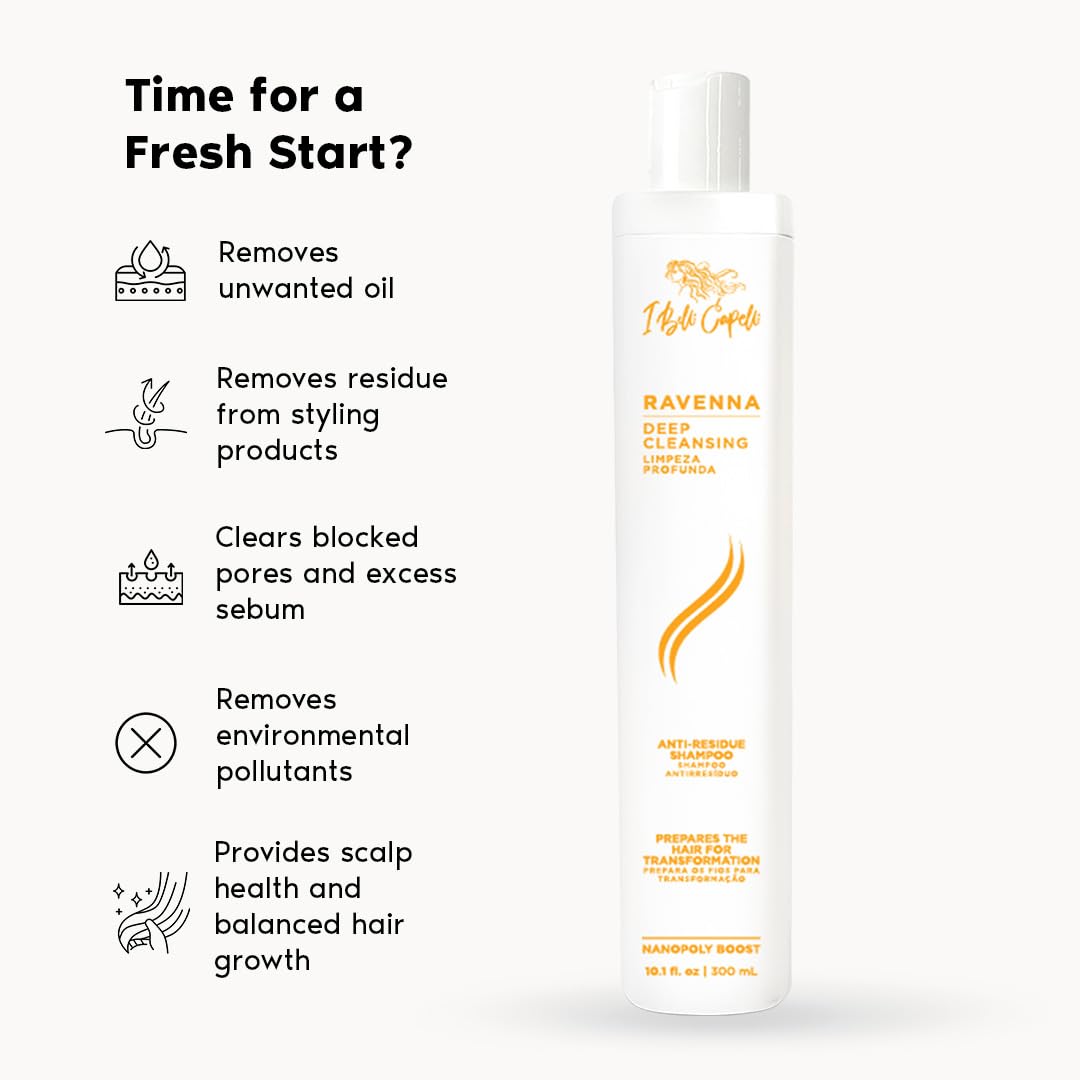 I Belli Capelli Ravenna Clarifying Shampoo Pre Treatment, Clarifying Shampoo For Build Up -Preps Hair Deep Cleansing, Removes Impurities For Long Lasting Treatment- 300ml/10.1 fl.oz