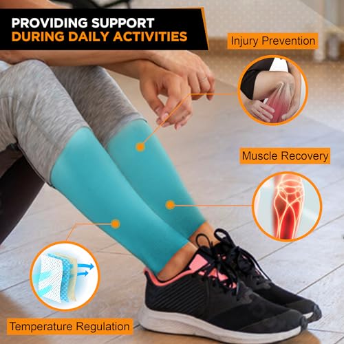 Image of Premium Calf Compression Sleeve 1 Pair 20-30mmHg Strong Calf Support Fashionable COLORS Graduated Pressure for Sports Running Muscle Recovery Shin Splints Varicose Veins Doc Miller (Teal, XX-Large)