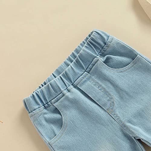 Kids Toddler Girls Skinny Flare Jeans High Waisted Washed Bell Bottom Denim Pants Casual Streetwear for 6M~5T4