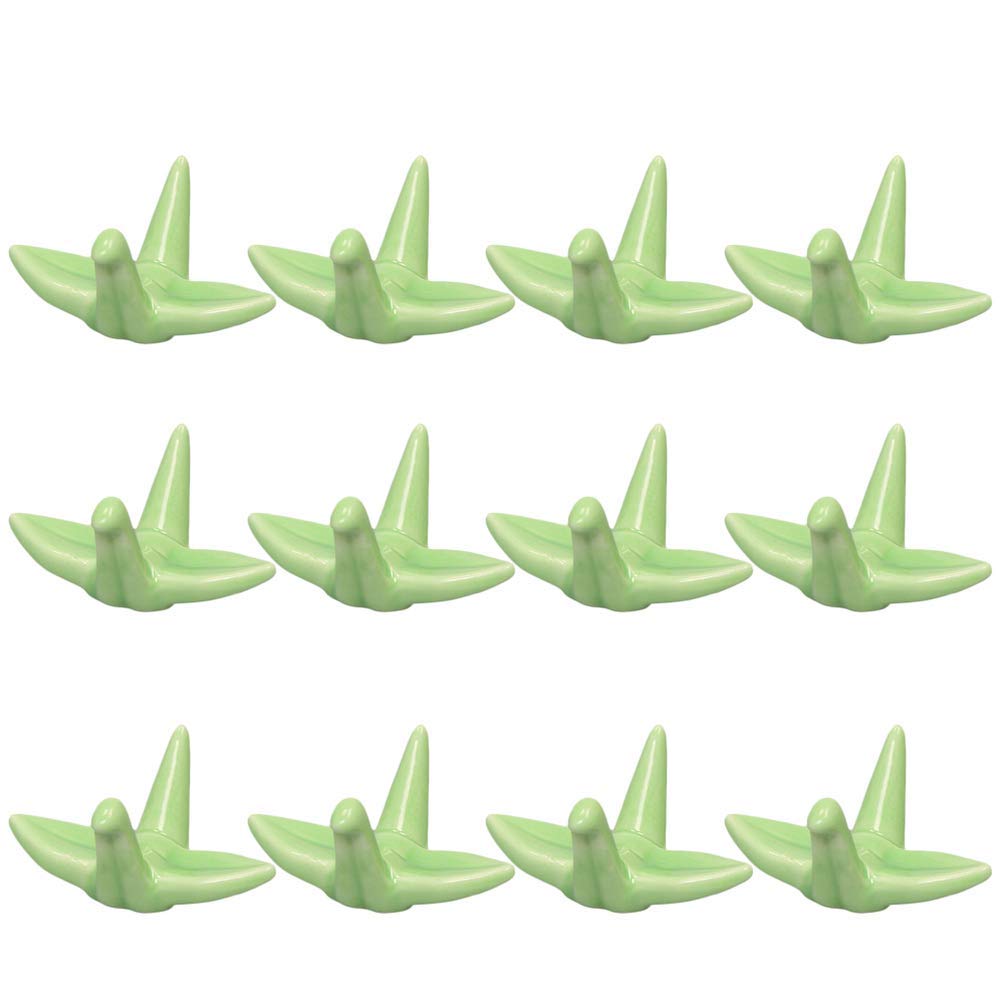 MRKU Chopstick Rest Chopsticks Holders Restaurant 12pcs Porcelain,Wedding Dining Table Decor Guest Gift,Japanese Origami Crane Shape Stand Rack
